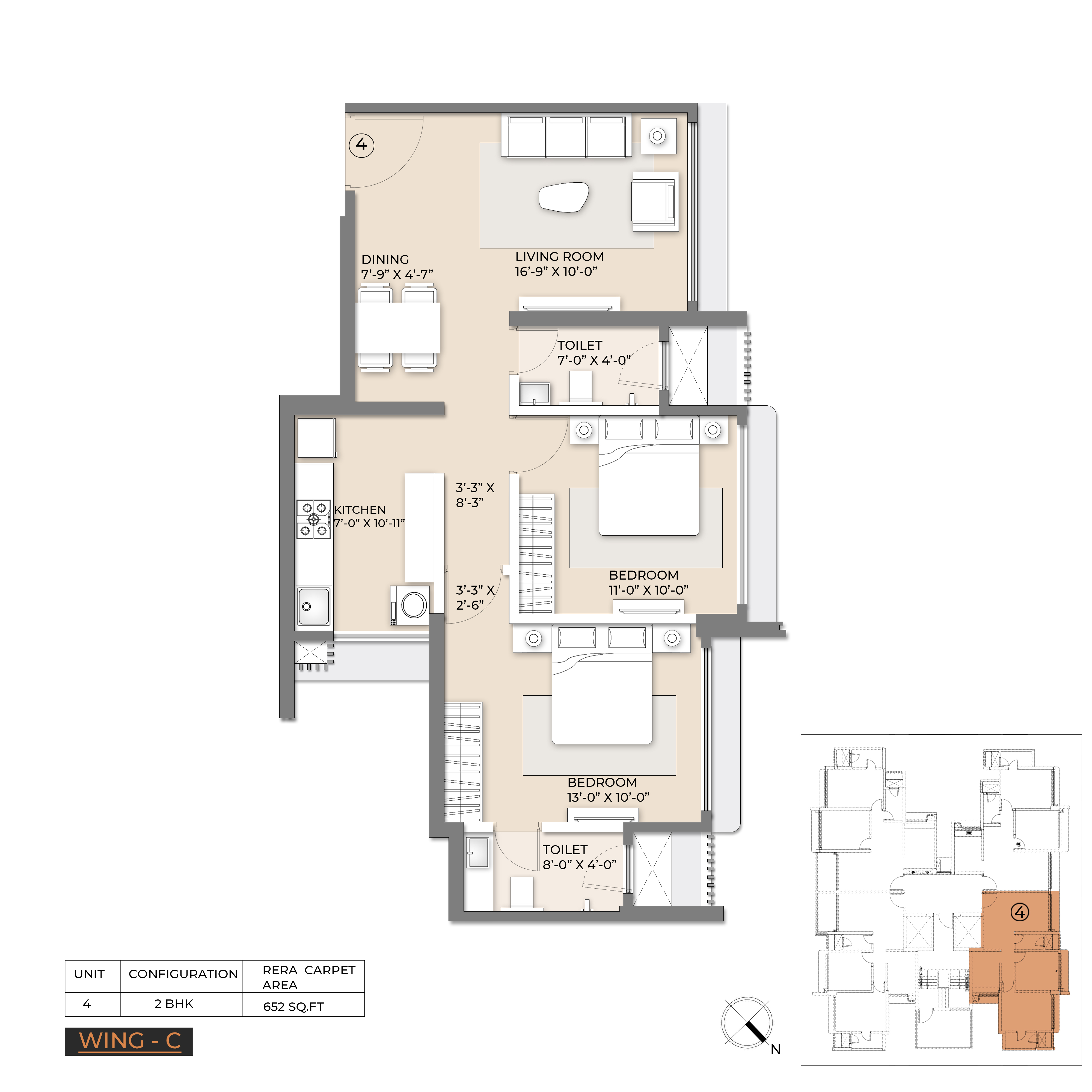 2 BHK Floor Plan